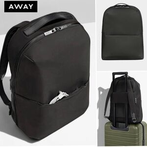 AWAY Small Everywhere Zip Backpack Black Nylon Travel Laptop Bag Trolley Sleeve
